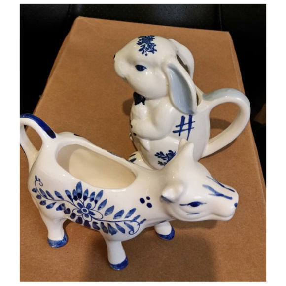 JSNY Taiwan vintage lot 2 creamers bunny cow - Picture 4 of 5
